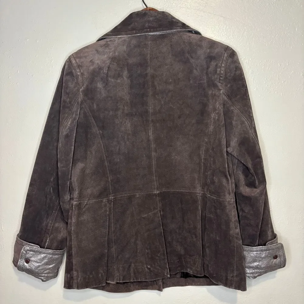 Terry Lewis Classic Luxuries Women's Genuine Leather Brown Coat Medium Metallic - Picture 9 of 14